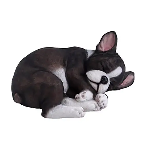 Garden Statue Resin Black/White French Bulldog Laying Black/White