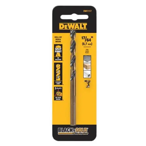 Drill Bit Black & Gold 17/64" X 4-3/16" L High Speed Steel Black Oxide Drill Bit Black & Gold 17/64" X 4-3/16" L High Speed Steel Black Oxide