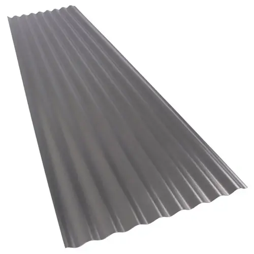 Corrugated Roofing Panel, 8 ft L, 26 in W, 0.063 Thick Material, PVC, Castle Gray