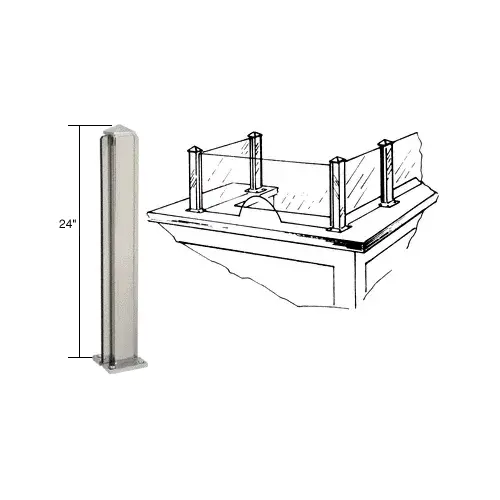 Polished Stainless Steel 24" Center Partition Post Polished Stainless Steel 24" Center Partition Post