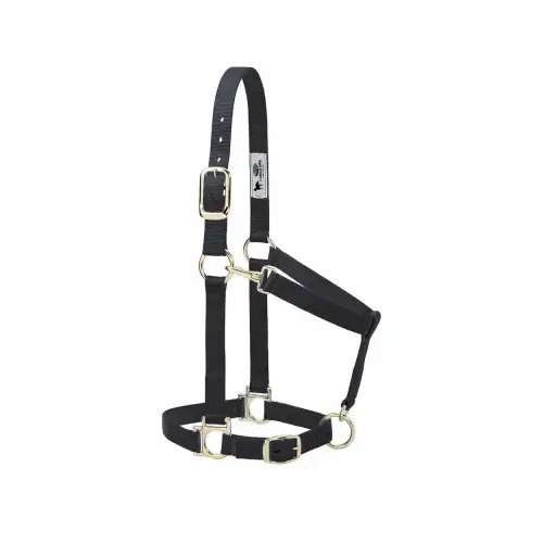 Nylon Horse Halter, Adjustable, Black, Average Nylon Horse Halter, Adjustable, Black, Average