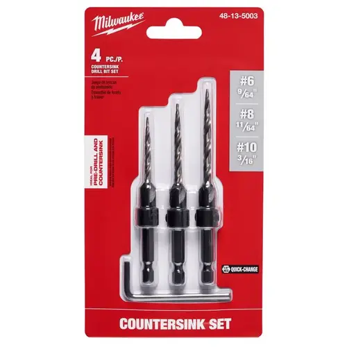 Drill and Countersink Set 0.3" L High Speed Steel Quick-Change Hex Shank Uncoated Drill and Countersink Set 0.3" L High Speed Steel Quick-Change Hex Shank Uncoated