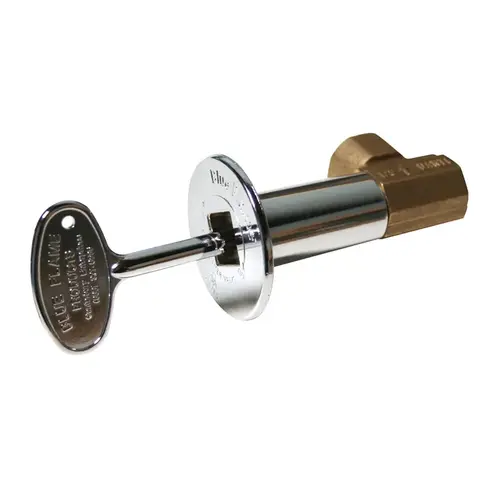 Angle Gas Valve Kit Included Brass Valve, Floor Plate and Key in Polished Chrome
