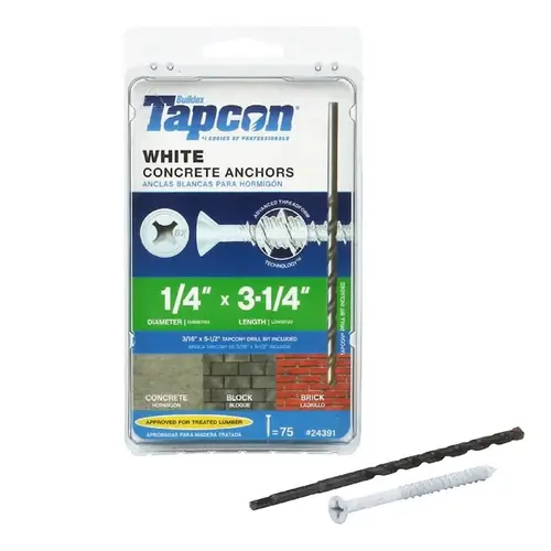 1/4 in. x 3-1/4 in. White Ultrashield Phillips Flat-Head Concrete Anchors - pack of 300