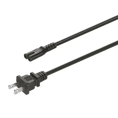 Mains Lead, Country-Specific, C7 Socket, 78-3/4" Length, 250 V Voltage, Us Plug Type, Plastic Material, Black Color Finish
