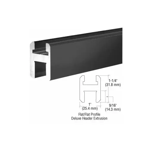 Matte Black Flat/Flat Profile Deluxe Shower Door Header Kit - 95" Matte Black Flat/Flat Profile Deluxe Shower Door Header Kit - 95"
