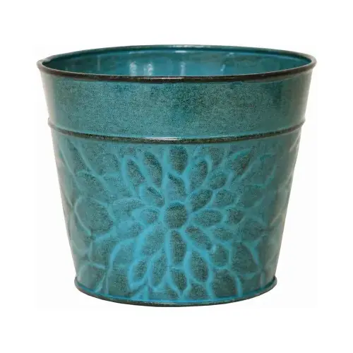 Laurel Planter, Lagoon Green Embossed Sheet Metal, 8 In. High