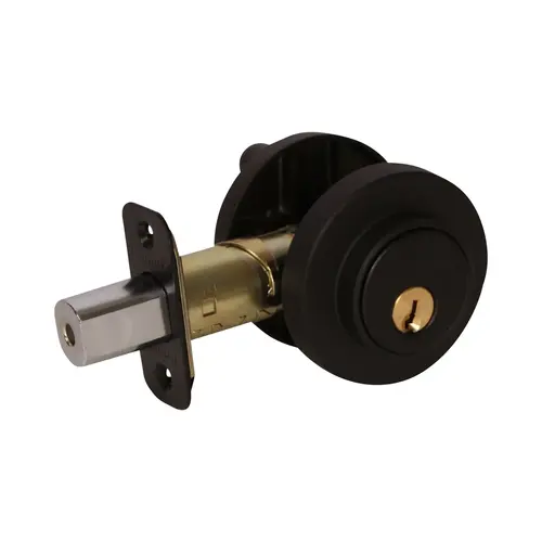 Round Low Profile Single Cylinder Deadbolt Grade 3 with KW1 Keyway Matte Black Finish Round Low Profile Single Cylinder Deadbolt Grade 3 with KW1 Keyway Matte Black Finish
