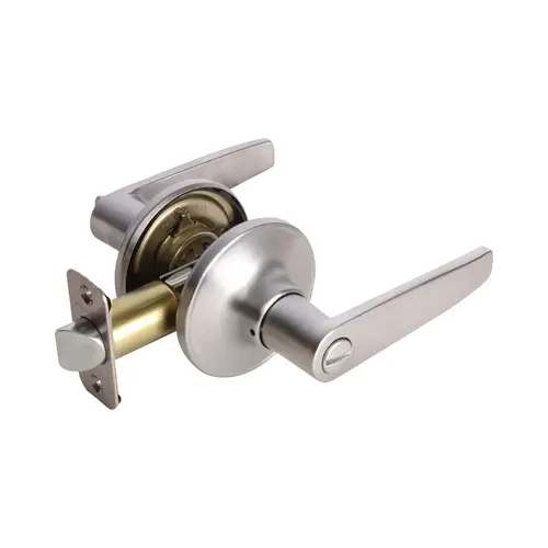 Olympic Lever with Round Rose Privacy Lockset Grade 3 Satin Chrome Finish Olympic Lever with Round Rose Privacy Lockset Grade 3 Satin Chrome Finish