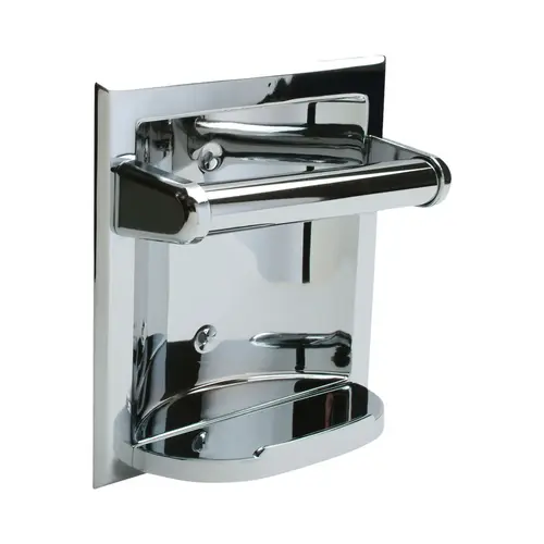 Recessed Fixtures Shallow Recessed Soap Holder and Grab Bright Chrome Finish