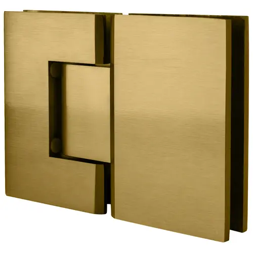 Satin Brass Geneva Series 180 Degree Glass-To-Glass Standard Hinge, Brass Material, 2-3/16" Width, Satin Brass Finish