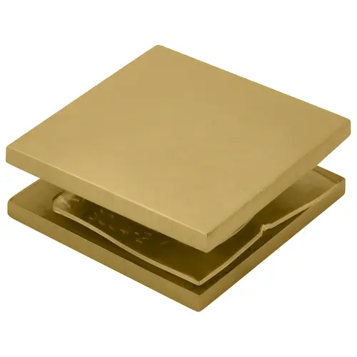 Satin Brass Square Style Hole-in-Glass Fixed Panel U-Clamp