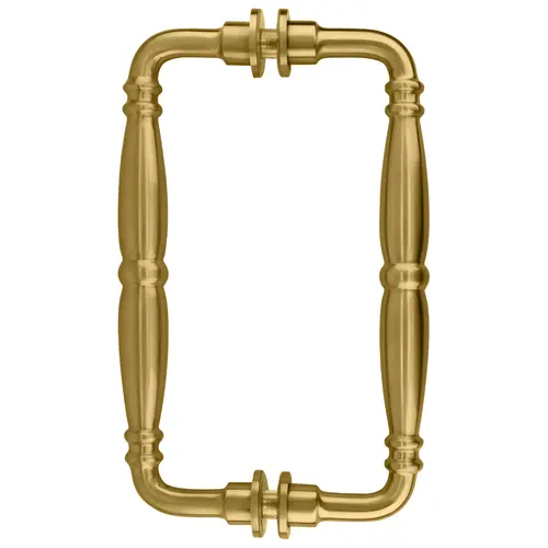 Satin Brass 8" Victorian Style Back-To-Back Pull Handles, Solid Brass Material, 8" Center To Center, Satin Brass Finish