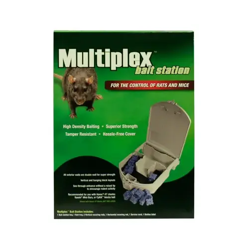 Multiplex Mouse Bait Station, Re-Usable Gray Multiplex Mouse Bait Station, Re-Usable Gray