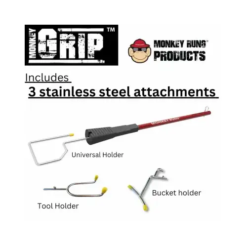 Monkey Grip Hands-Free Ladder Tool Holders, Fits D-Rung Extension Ladders Monkey Grip Hands-Free Ladder Tool Holders, Fits D-Rung Extension Ladders