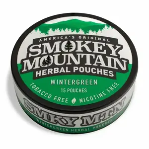 SMOKEY MOUNTAIN CHEW, INC 03760 Smokey Mountain 03760 Caffeinated Pouch, Wintergreen, 15 Count, Can