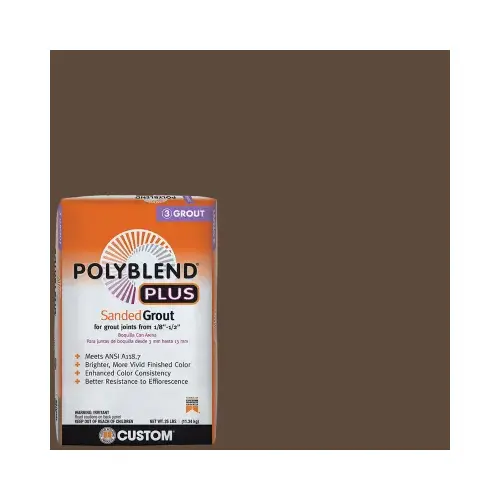 Polyblend Plus Sanded Grout, Powder, Characteristic, Coffee Bean, 25 lb Bag Polyblend Plus Sanded Grout, Powder, Characteristic, Coffee Bean, 25 lb Bag