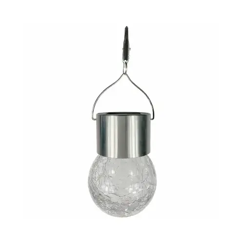 Solar Hanging Lights, Crackle Glass, Stainless Steel pair