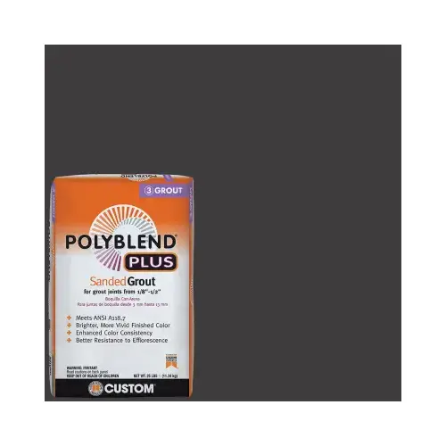Polyblend Plus Sanded Grout, Powder, Characteristic, Charcoal, 25 lb Bag Polyblend Plus Sanded Grout, Powder, Characteristic, Charcoal, 25 lb Bag