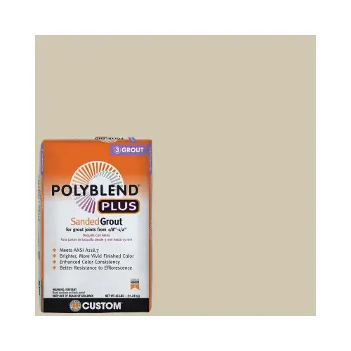 Polyblend Plus Sanded Grout, Powder, Characteristic, Bone White, 25 lb Bag Polyblend Plus Sanded Grout, Powder, Characteristic, Bone White, 25 lb Bag