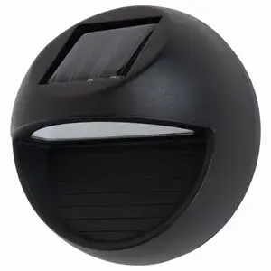 FUSION PRODUCTS LTD. 25815 Solar Wall Lights, Round Wedge Shape, Black Metal pair