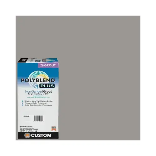 Polyblend Non-Sanded Grout, Solid Powder, Characteristic, Delorean Gray, 10 lb Box