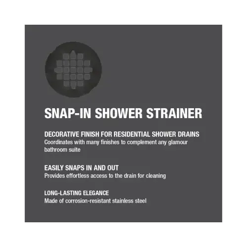 Universal Snap Tite Shower Drain Strainer, Rubbed Bronze, 4-1/4-In. Universal Snap Tite Shower Drain Strainer, Rubbed Bronze, 4-1/4-In.