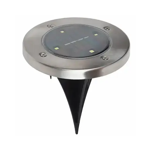 Solar Lawn/ Deck Lights, Stainless-Look Plastic pair