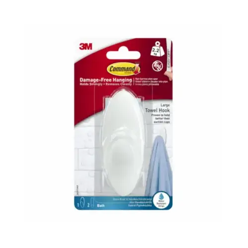 Towel Hook, 5 lb, Plastic Frosted