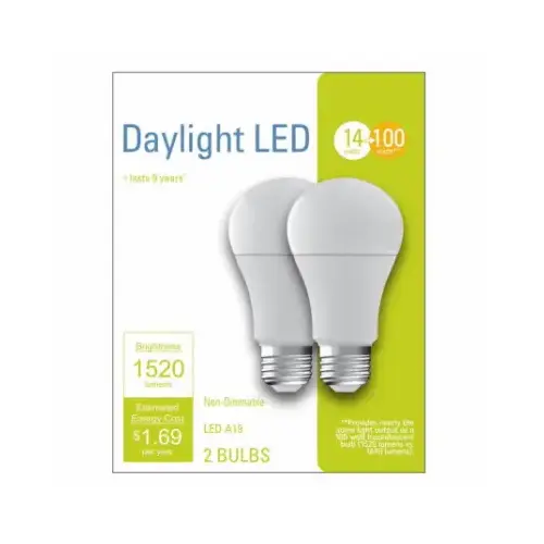 LED Light bulbs, A21, Daylight, 1520 Lumens, 13-Watts Pair