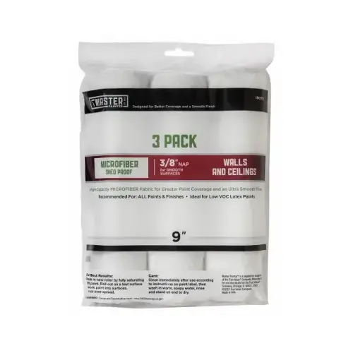 Microfiber Paint Roller Covers, 9 x 3/8 In. Nap pack of 3 Microfiber Paint Roller Covers, 9 x 3/8 In. Nap pack of 3