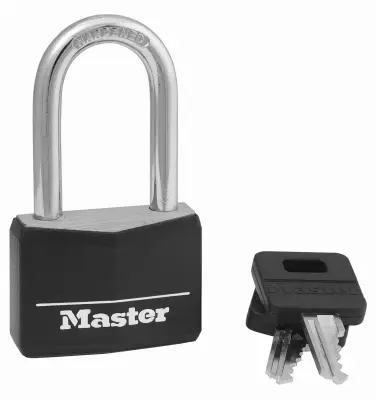 Master Lock Padlock Keyed Different Key Large Shackle 1/4 in Dia Shackle 1-1/2 in H Shackle Steel Shackle Black 141DLF Master Lock Padlock Keyed Different Key Large Shackle 1/4 in Dia Shackle 1-1/2 in H Shackle Steel Shackle Black 141DLF