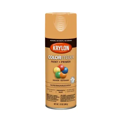 COLORmaxx Spray Paint + Primer, Gloss Bauhaus Gold, 12-oz. COLORmaxx Spray Paint + Primer, Gloss Bauhaus Gold, 12-oz.