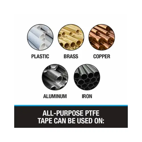 Thread Seal Tape, 520 in L, 1 in W, PTFE, Blue/White Thread Seal Tape, 520 in L, 1 in W, PTFE, Blue/White