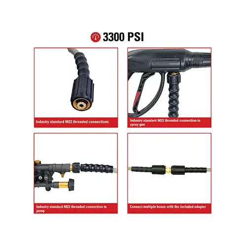 Morflex Pressure Washer Hose, Rated Up to 3200 PSI, 1/4-In. x 25-Ft.