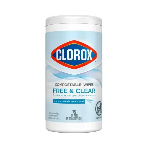 Free & Clear Cleaning Wipe, Compostable, 75-Ct. Free & Clear Cleaning Wipe, Compostable, 75-Ct.
