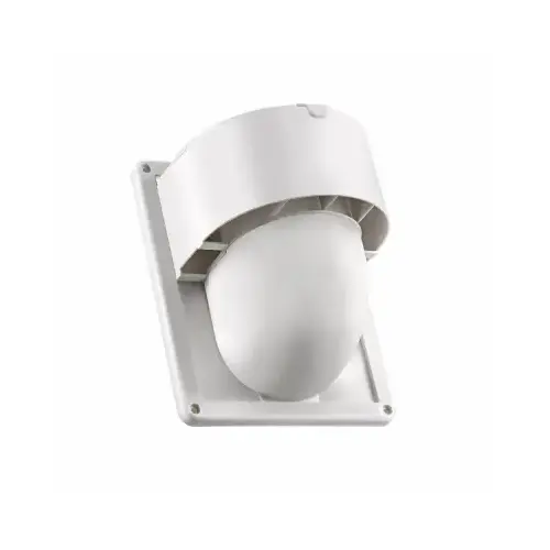 4 In. Exhaust Wall Hood Vent, White Plastic, Floating Damper 4 In. Exhaust Wall Hood Vent, White Plastic, Floating Damper