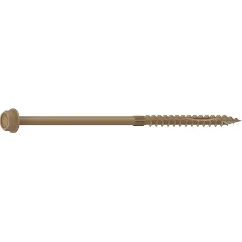Structural Screw, 1/4 in Thread, 6 in L, Hex Head, Hex Drive, Sharp Point, PROTECH Ultra 4 Coated, 10 - pack of 10