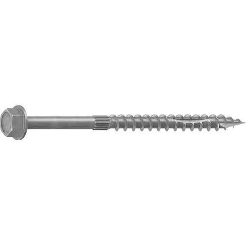 Structural Screw, 1/4 in Thread, 4 in L, Hex Head, Hex Drive, Sharp Point, Hot-Dipped Galvanized, 50