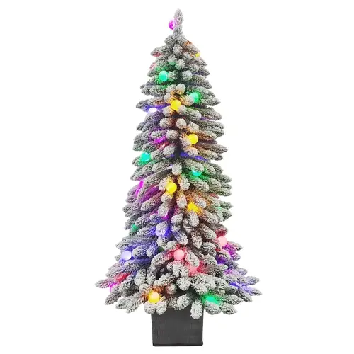 Potted Alpine Tree, Flocked, 5 ft