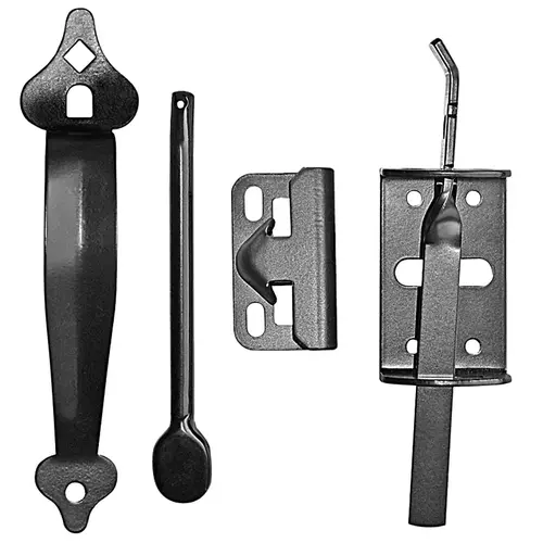 Nuvo Iron Thumb Latch, 14-1/2 in L, 10.6 in W, Galvanized Steel, Black, Powder-Coated Satin Nuvo Iron Thumb Latch, 14-1/2 in L, 10.6 in W, Galvanized Steel, Black, Powder-Coated Satin