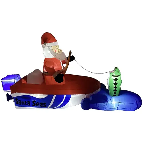 Inflatable Santa Fishing O Boat, 10 ft Blue/Green/Red