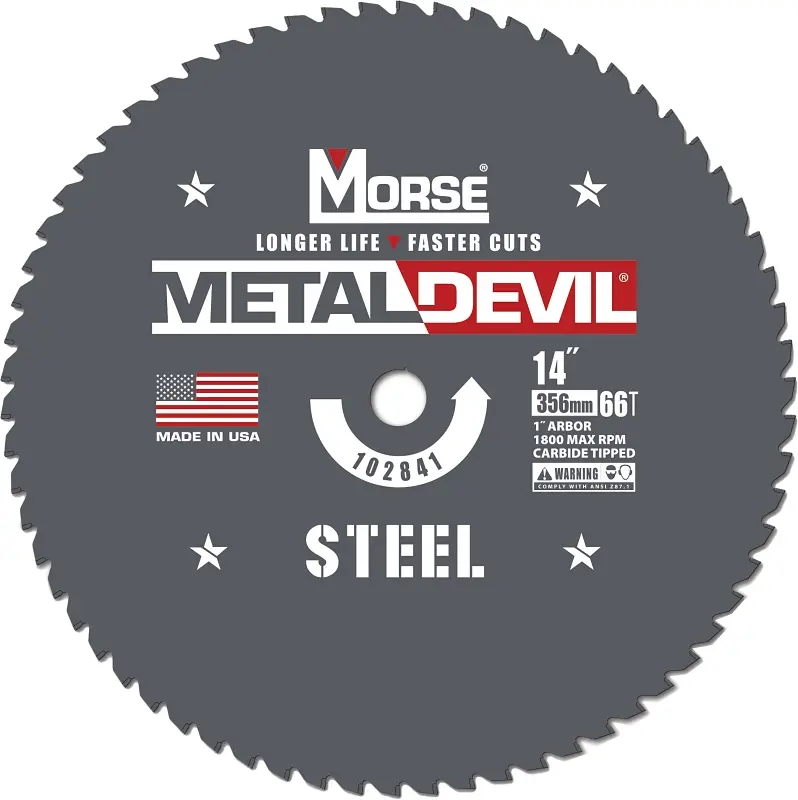 M. K. MORSE Metal Devil 102841 Circular Saw Blade 14 in Dia 1 in Arbor 66 -Teeth Applicable Materials: Iron Steel CSM1466FSC