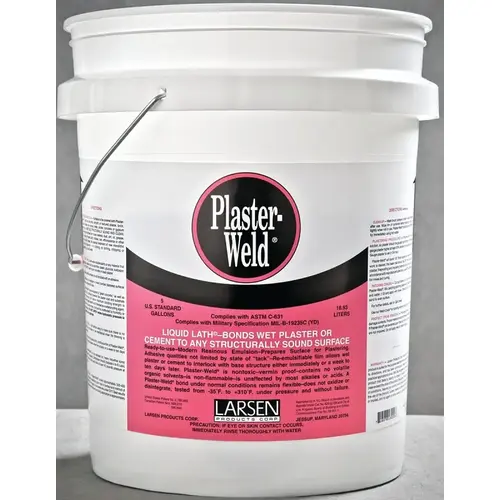 Plaster-Weld Bonding Agent, Liquid, Low to Slight Acetic, Pink, 5 gal Pail Plaster-Weld Bonding Agent, Liquid, Low to Slight Acetic, Pink, 5 gal Pail