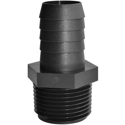 A1258P Straight Adapter, 1/2 in, MNPT, 5/8 in, Hose Barb, Polypropylene
