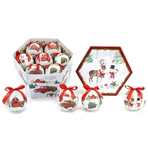 Ornament, Classic Set, with Matching Box Red/White