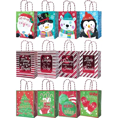 Medium Gift Bag with Handle, 6 in W, 8 in H, Paper, Festive Medium Gift Bag with Handle, 6 in W, 8 in H, Paper, Festive