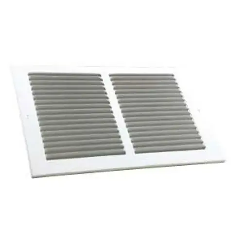 Sidewall Grille, 16 in L, 8 in W, Rectangle, Steel, White Sidewall Grille, 16 in L, 8 in W, Rectangle, Steel, White