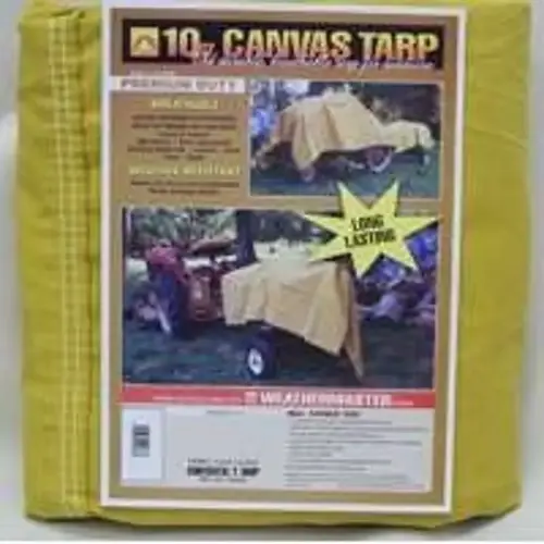 Weathermaster Tarpaulin, 36 ft L, 12 ft W, Canvas, Tan