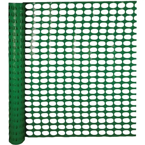 Snow Fence, 100 ft L, 1-3/4 x 2-1/2 in Mesh, Polyethylene, Green